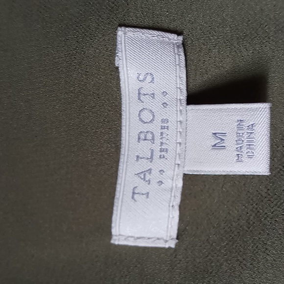 Talbots Petites Olive Green Long Sleeve Button Down Easy Care Blouse Size M - Picture 8 of 12